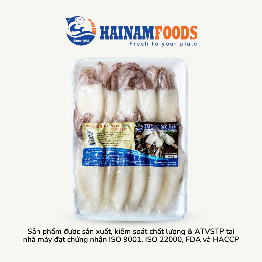 MỰC ỐNG NGUYÊN CON LÀM SẠCH HẢI NAM FOODS