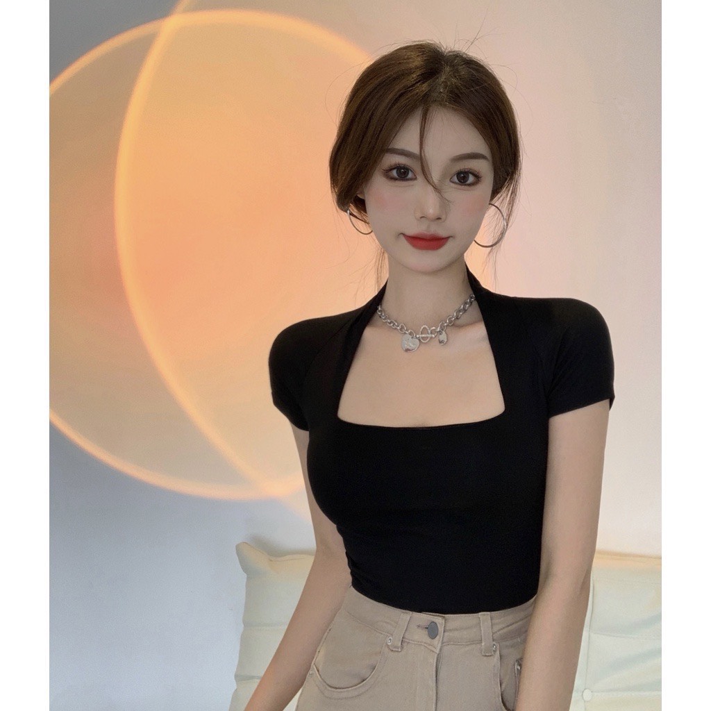 Áo thun cổ vuông vạt xéo gs65