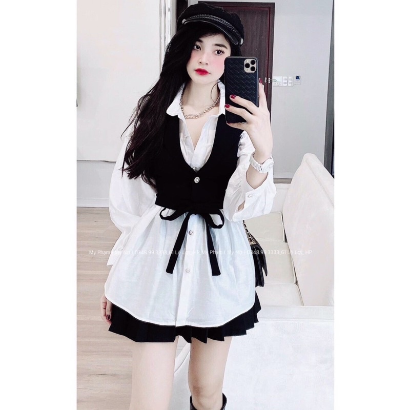 set áo sơ mi kèm áo ngoài