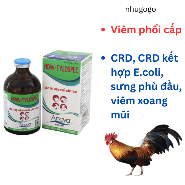 Nova Tylospec 100ml khò khè, hen khẹc, gà