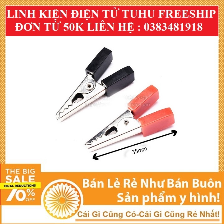 Bộ 2 Kẹp Cá Sấu 35mm - 10A( Đỏ - Đen)