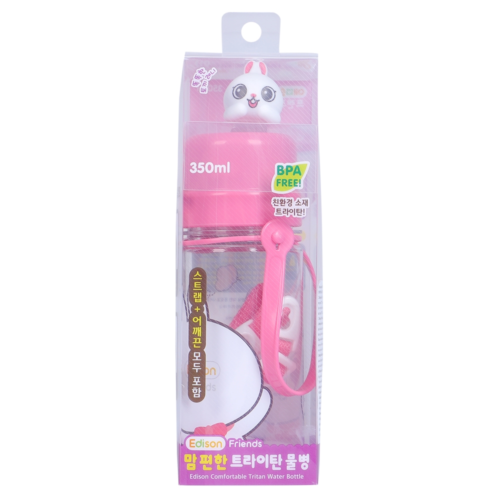 Bình tập uống Edison tritan có dây (hồng)