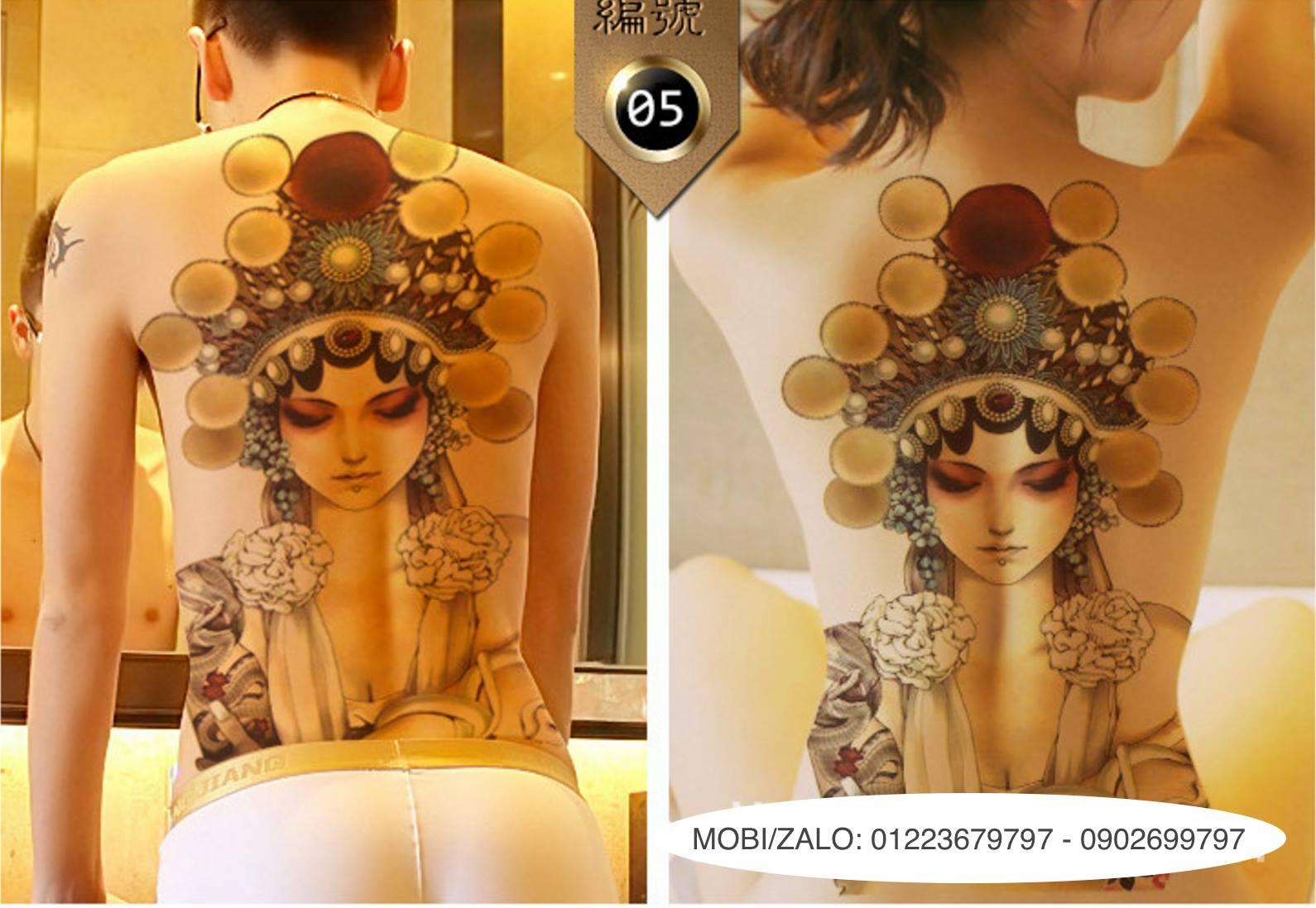 Combo 2 tấm hình xăm dán tattoo kín lưng 34x48cm mỹ nữ gợi cảm