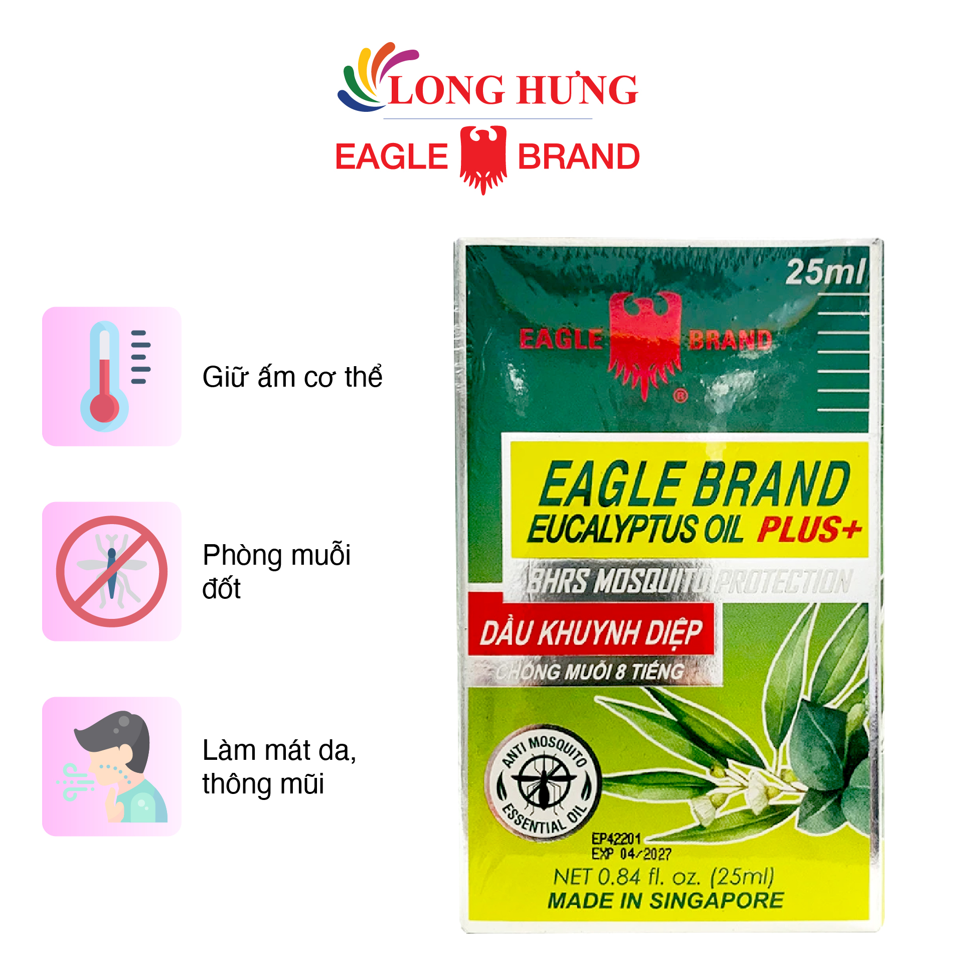 Dầu khuynh diệp con ó Eagle Brand Eucalyptus Oil Plus+ (25ml)