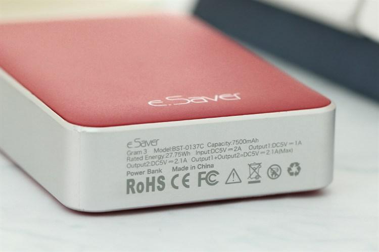 [HCM]Pin sạc dự phòng 7500mAh eSaver Gram 3 Đỏ