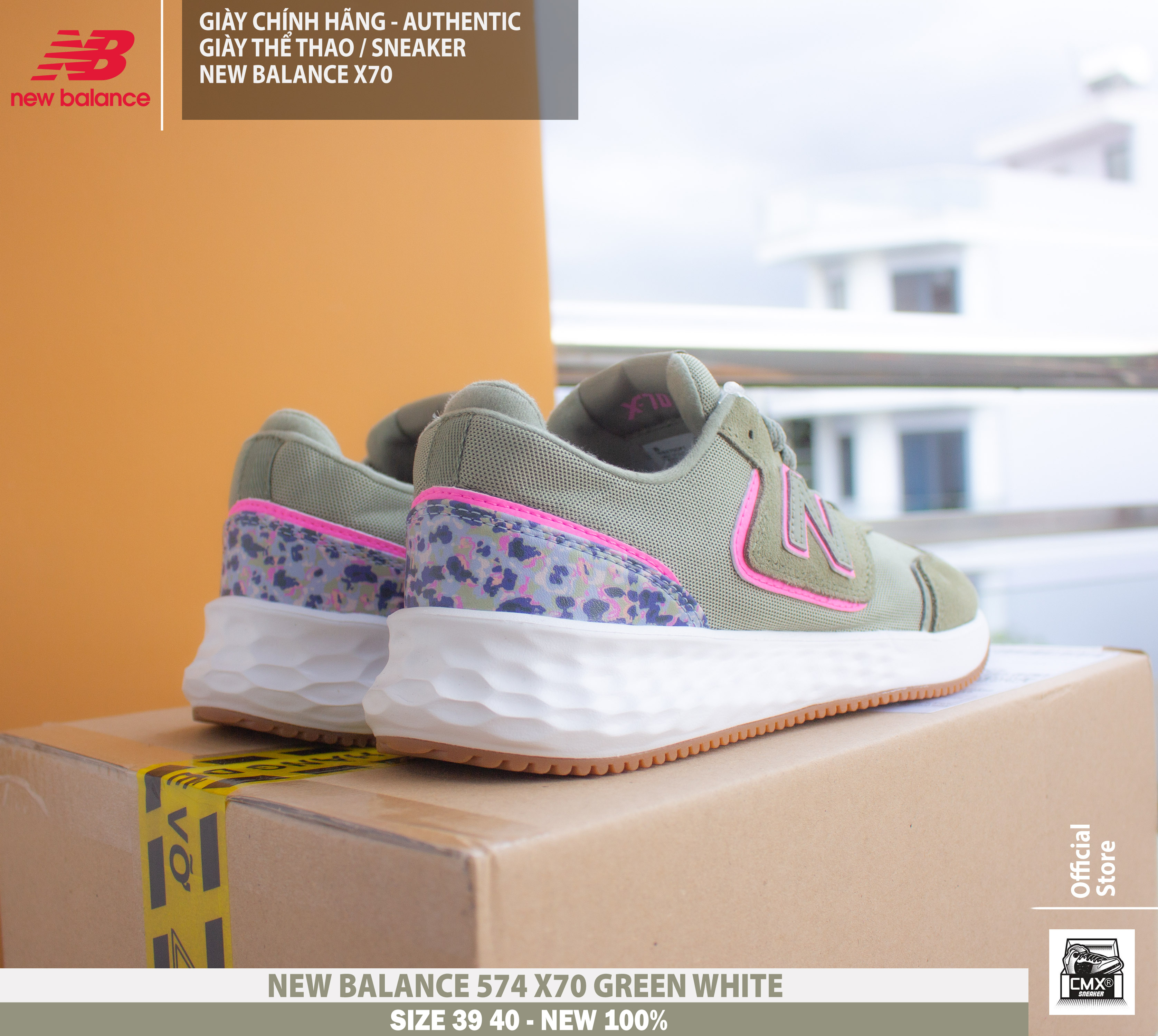 😘 [ HÀNG CHÍNH HÃNG ] Giày New Balance X70 GREEN WHITE RUNNING ( WSX70OF1 ) - AUTHENTIC 100%