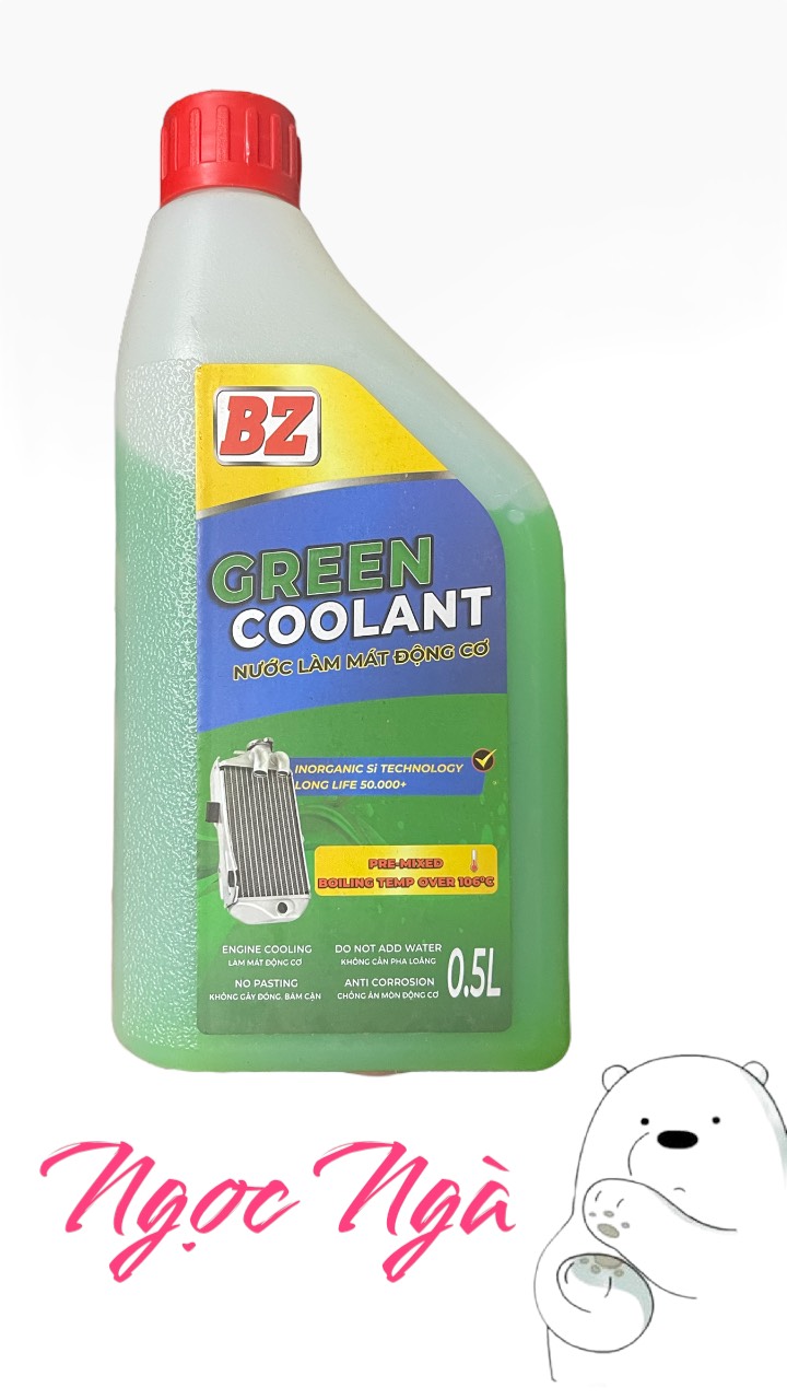 Nước làm mát động cơ BZ 0,5L màu xanh , pha sẵn