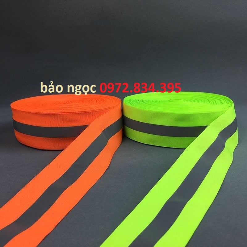 Dây vải phản quang sọc xám bản 5cm dài 100 mét-dây cảnh báo phản quang