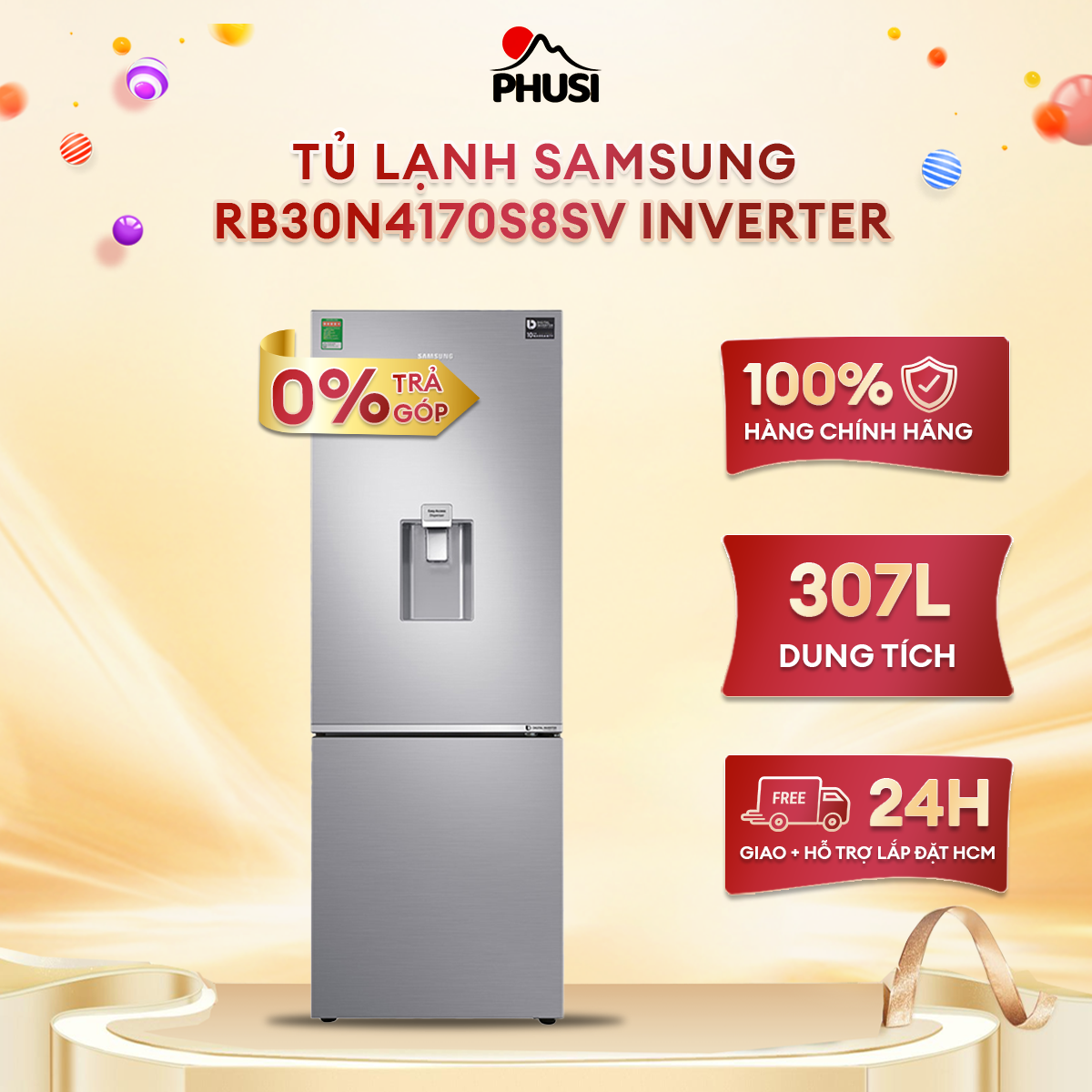 - bảo hành 1 năm - tủ lạnh samsung rb30n4170s8/sv 307l inverter