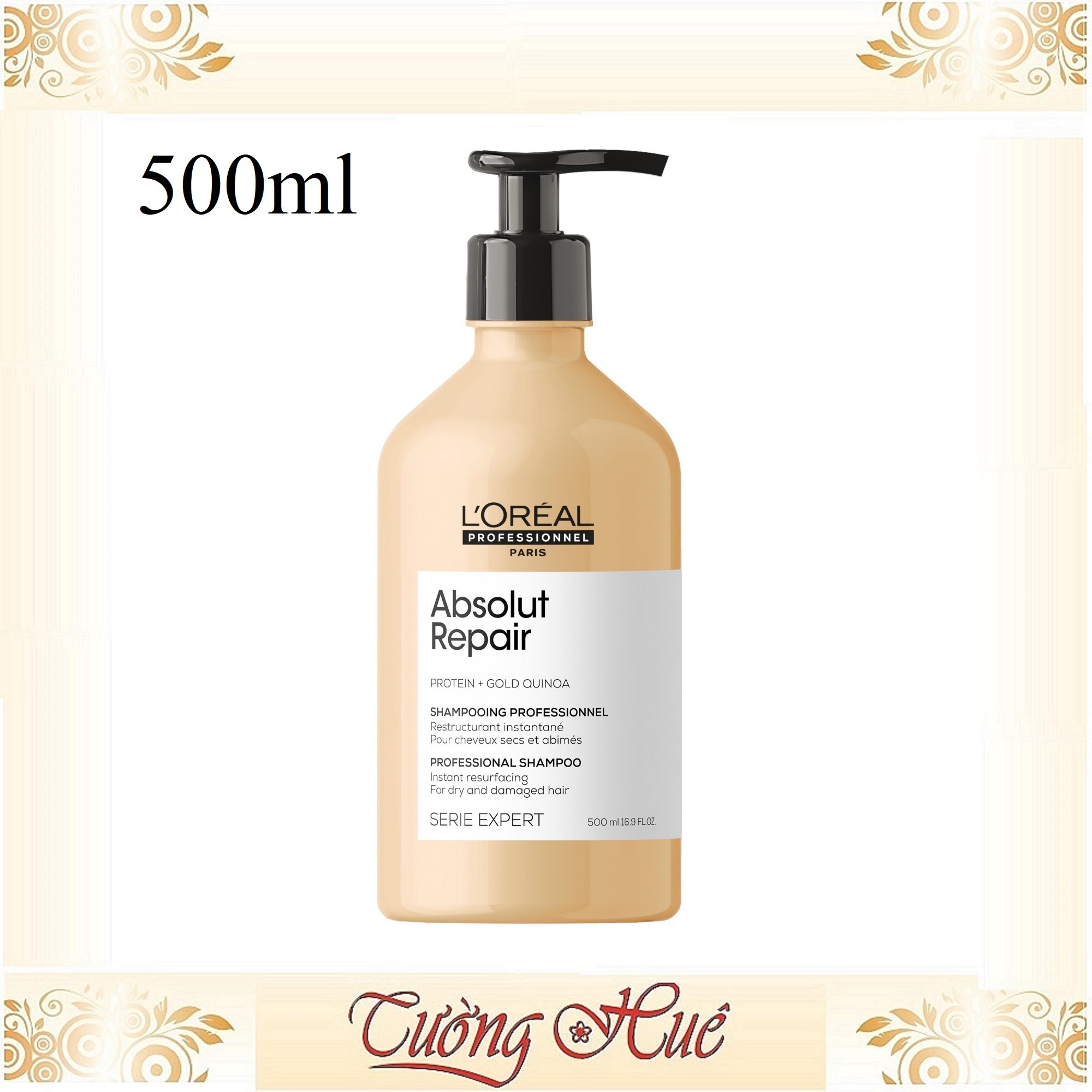 Dầu gội chăm sóc tóc hư tổn l'oréal serie expert absolut repair - vàng - 500ml
