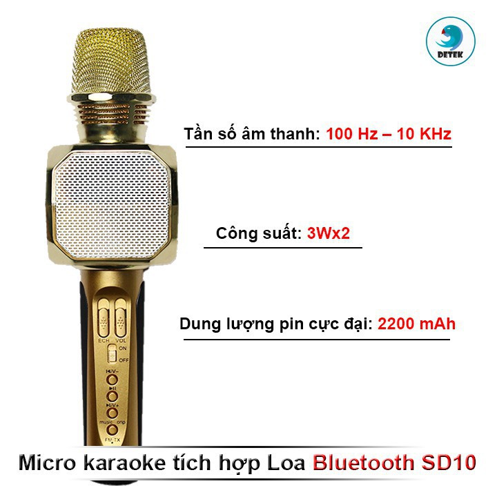 [HCM] Micro Karaoke Bluetooth SD-10 Mic Hát Cầm Tay Loa Không Dây.