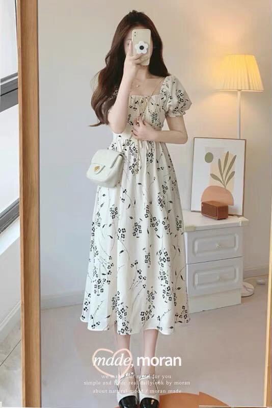 HOÀN TIỀN 15% - Đầm tiểu thư hoa nhí cổ vuông dễ thương váy vintage mùa hè mặc đi chơi nữ tính vải lụa mát mẻ