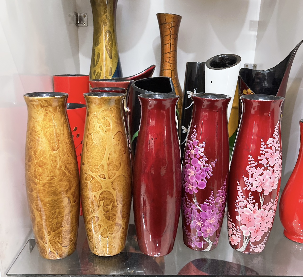 Bình hoa sơn mài Thanh Bình Lê- Mã B60 size 25x9 cm hàng sơn mài cao cấp