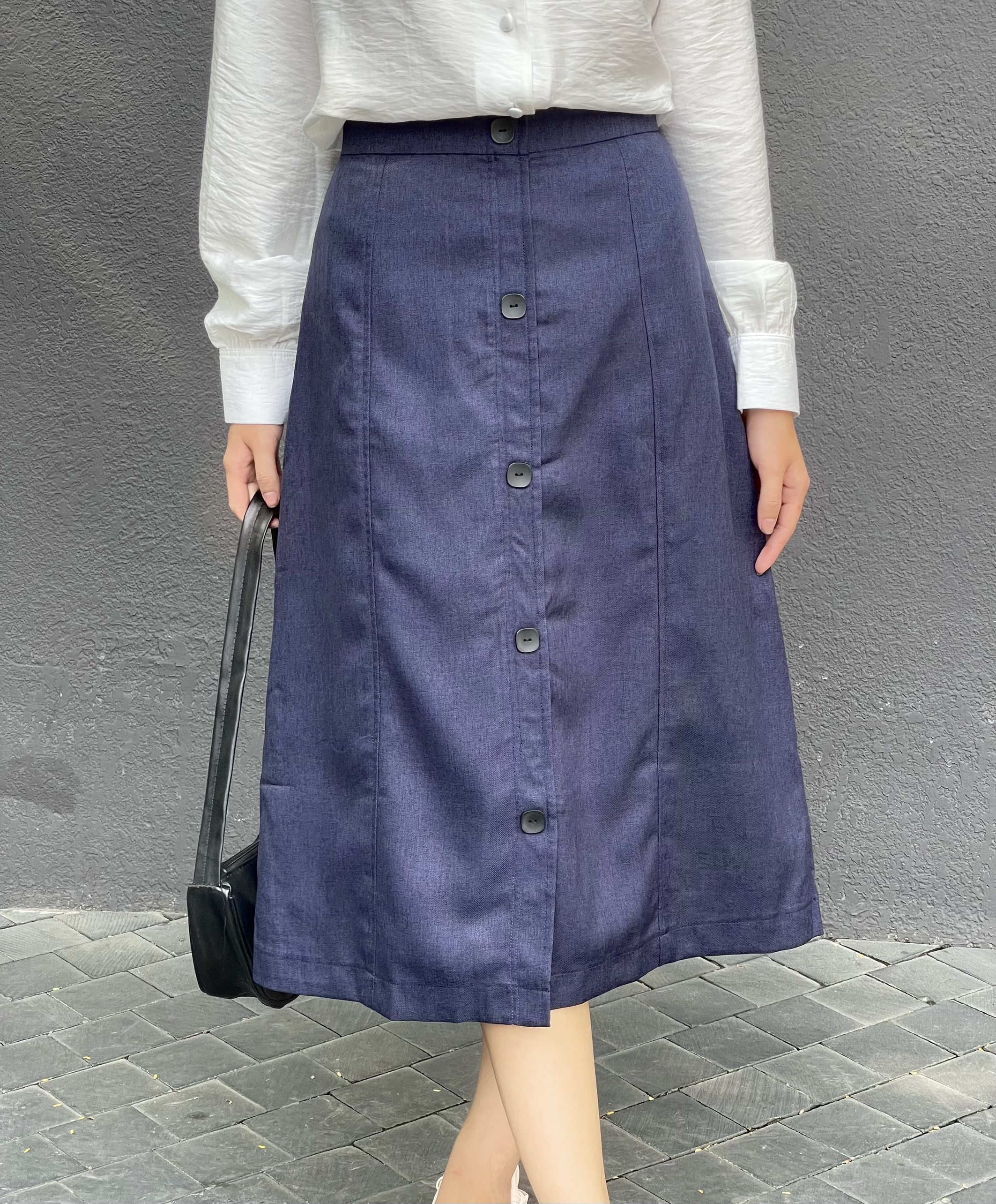 Chân Váy Đính Nút Dài - Xanh Đen [CV016 - Senbe Clothing]