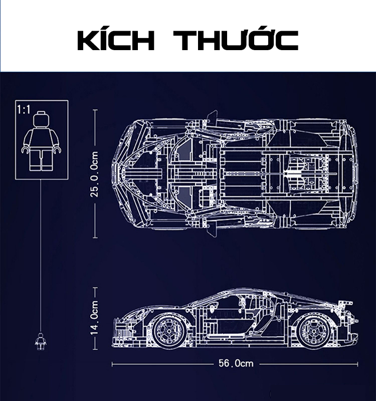 Mô Hình Lắp Ghép Xe Đua Bugatti Chiron Tỉ Lệ 1 : 8( 4031 mảnh)