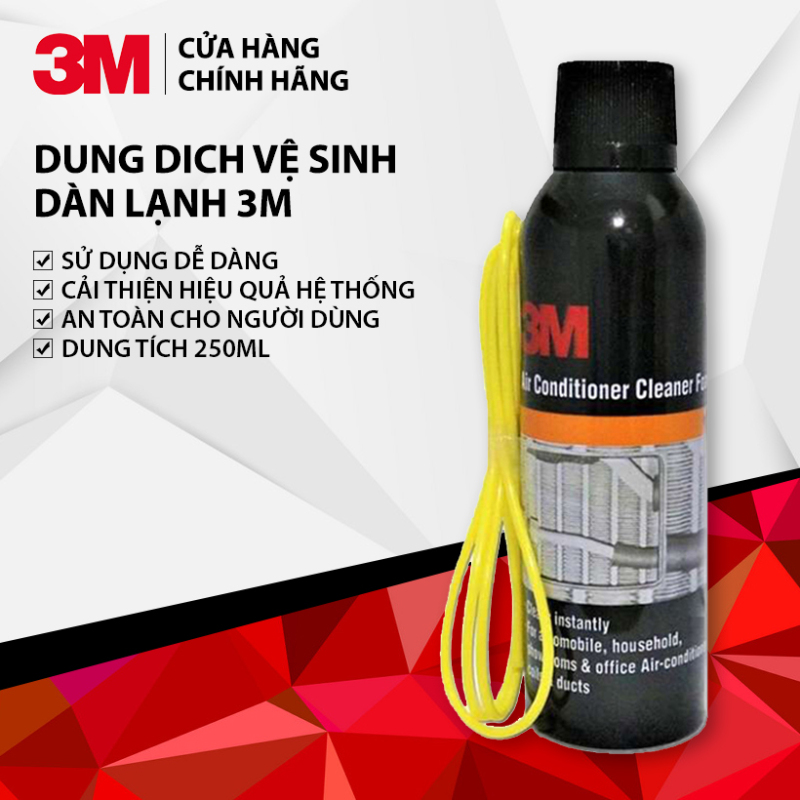 Dung Dich Vệ Sinh Dàn Lạnh Ô Tô 3M Air Conditioner Cleaner Foam 250ml Hàng Chính Hãng - Khử mùi, vệ sinh dàn lạnh lâu ngày (Dùng được cho máy điều hòa gia đình)