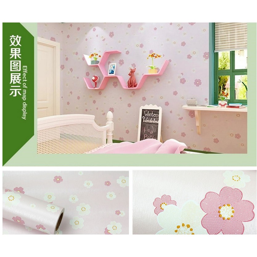Decal giấy dán tường hoa mai hồng