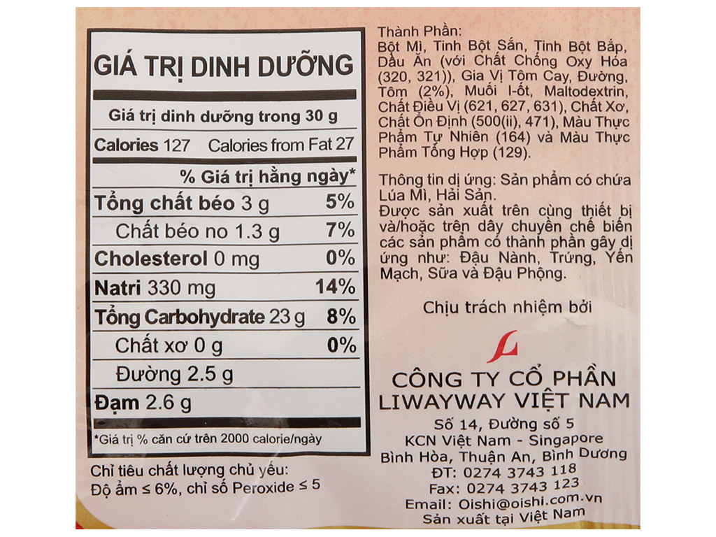 Snack vị tôm cay Oishi gói 32g