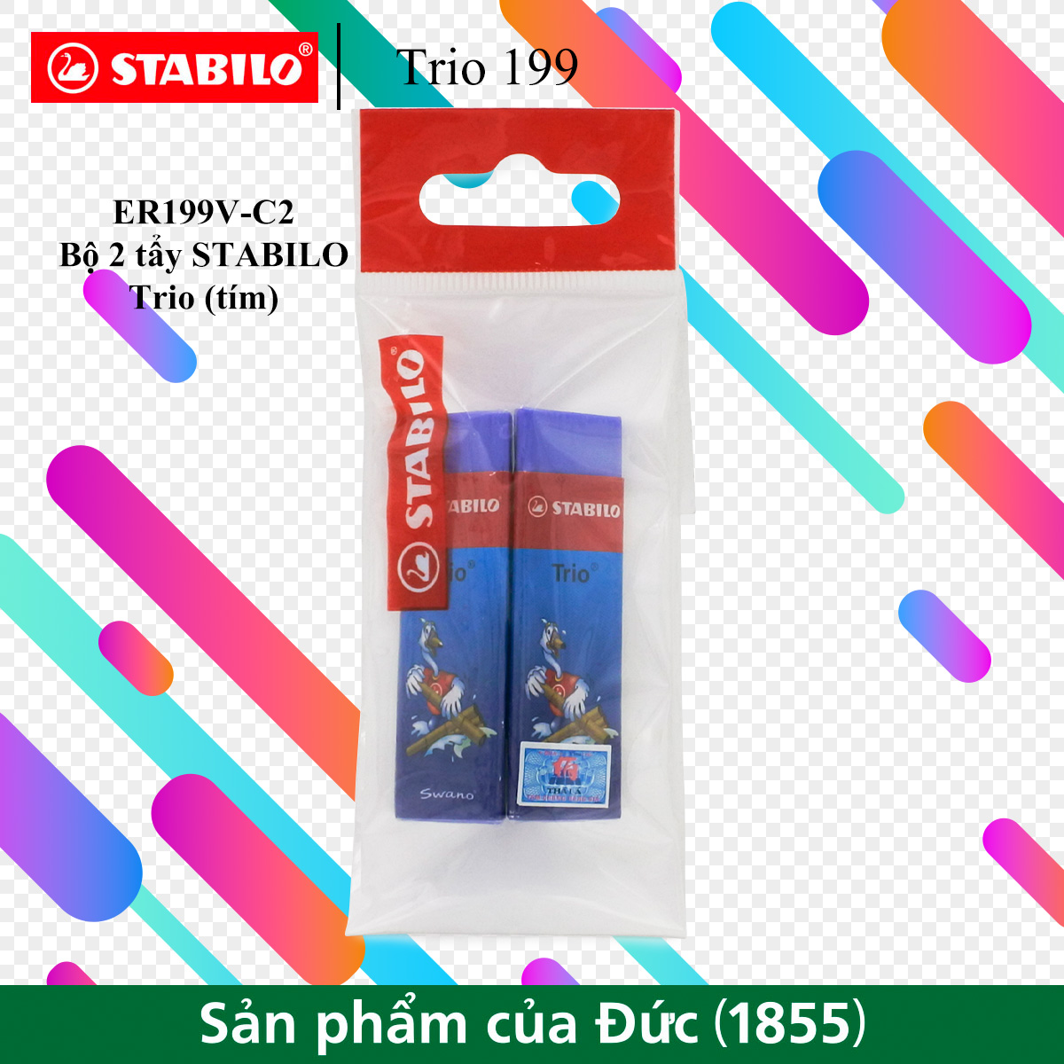 Bộ 2 tẩy STABILO Trio (nhiều màu) ER199-C2