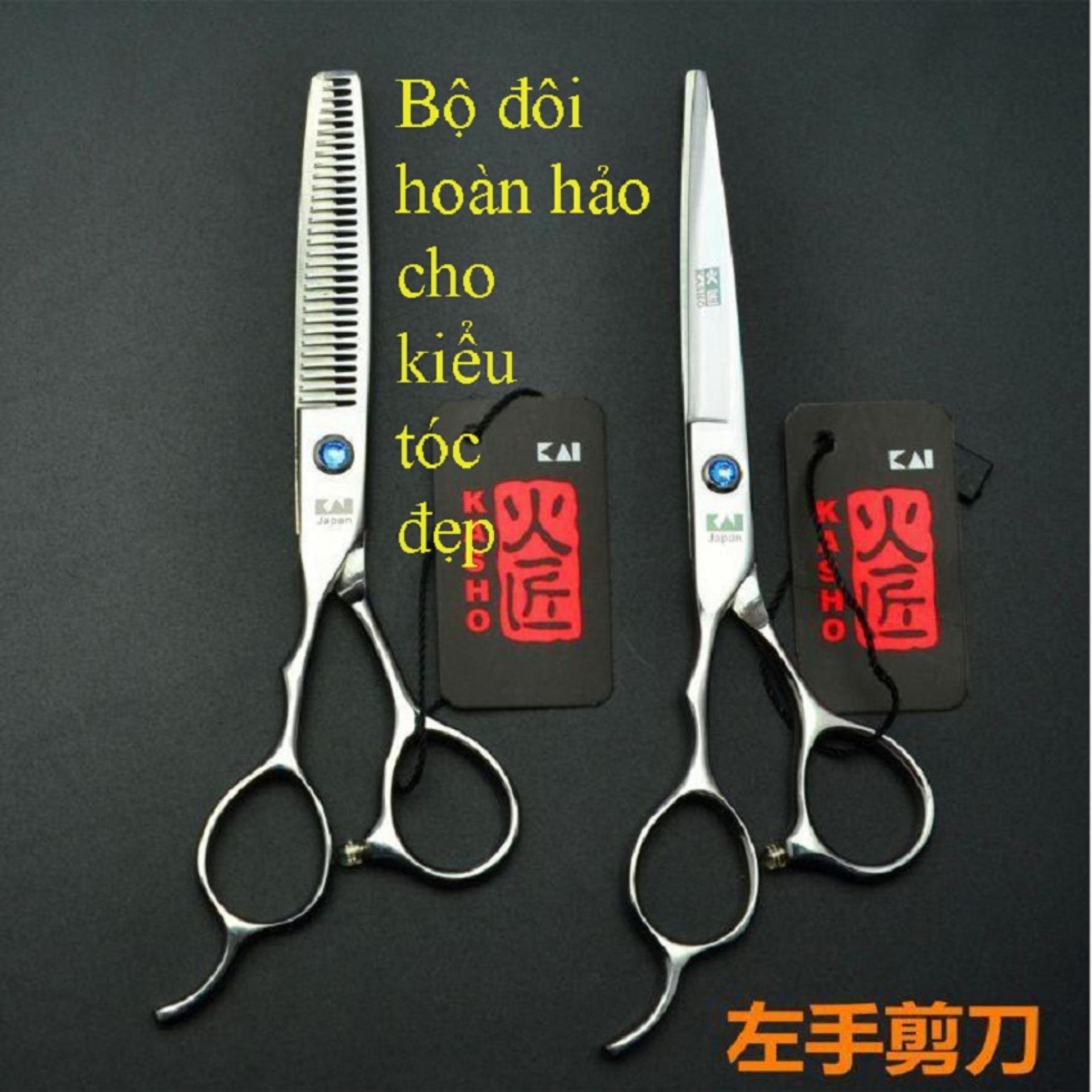 Kéo cắt tóc, Bộ kéo cắt tóc chuyên nghiệp, Bộ Kéo Cắt Tóc Tay Trái Chuyên Nghiệp Kasho VQA3.Tông đơ shop.