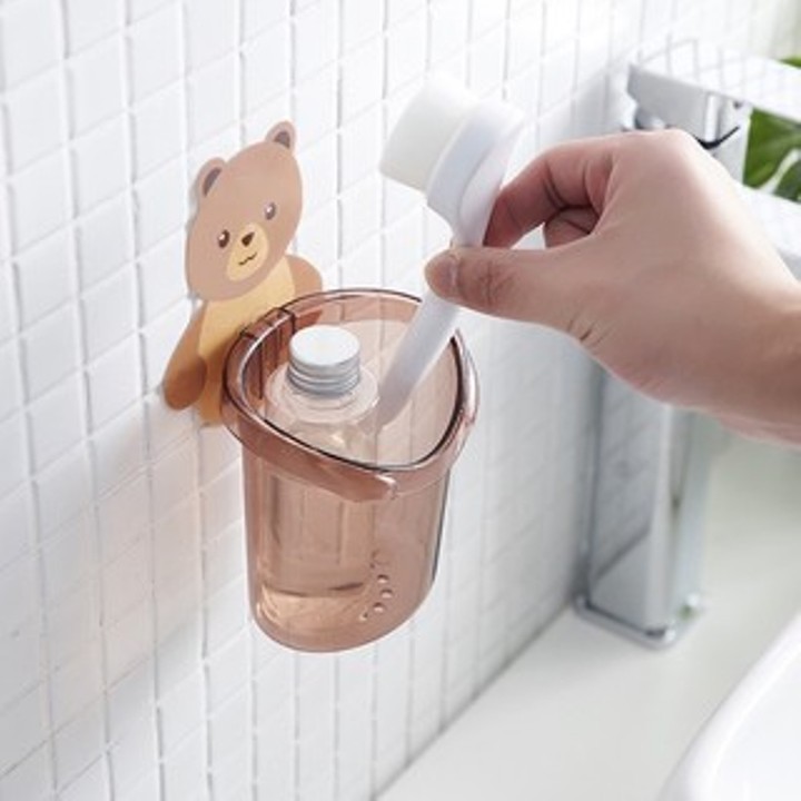 Cup multi-purpose wall stickers home bathroom cute bear shape with drain hole plastic Japanese
