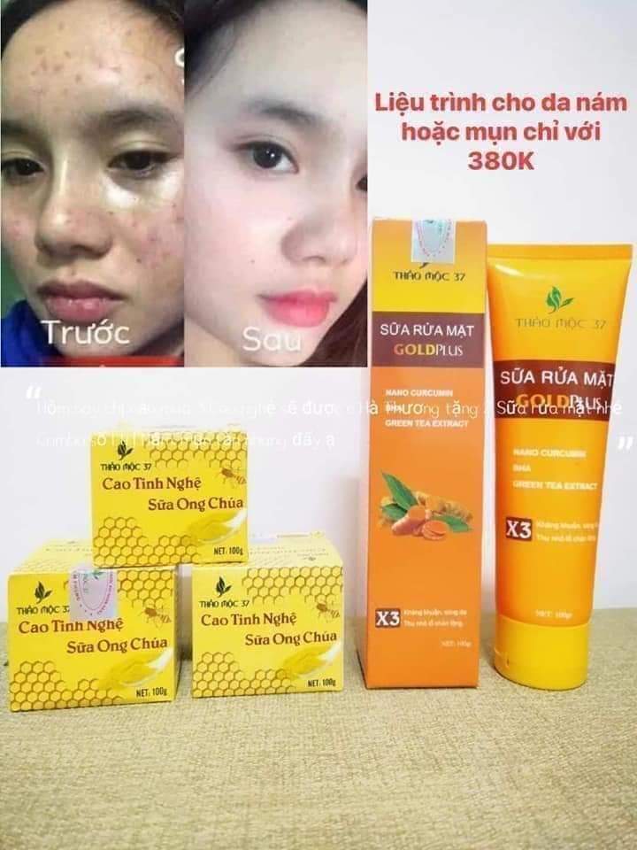 Combo cao tinh nghệ và sữa rửa mặt thảo mộc 37
