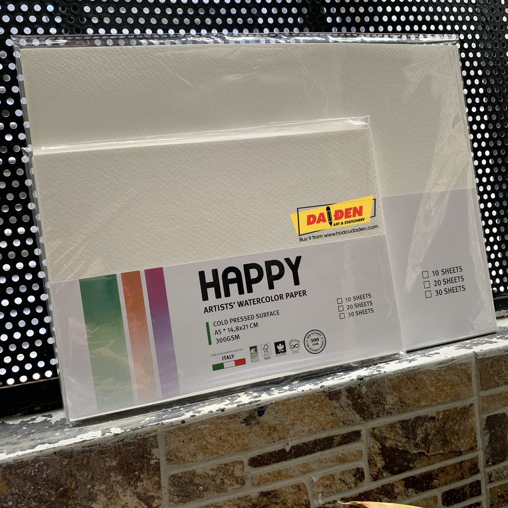 [HCM]Giấy Vẽ Màu Nước 300gsm Happy A6/A5/A4/A3