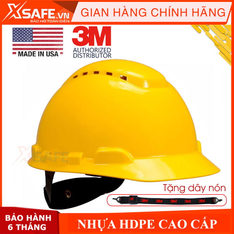 Mũ bảo hộ 3M H702V - Nón bảo hộ nhựa HDPE siêu cứng, khóa vặn, lỗ thông khí, dây nón co giãn, lồng nón 4 chấu điều chỉnh được độ cao [XSAFE] [XTOOL]
