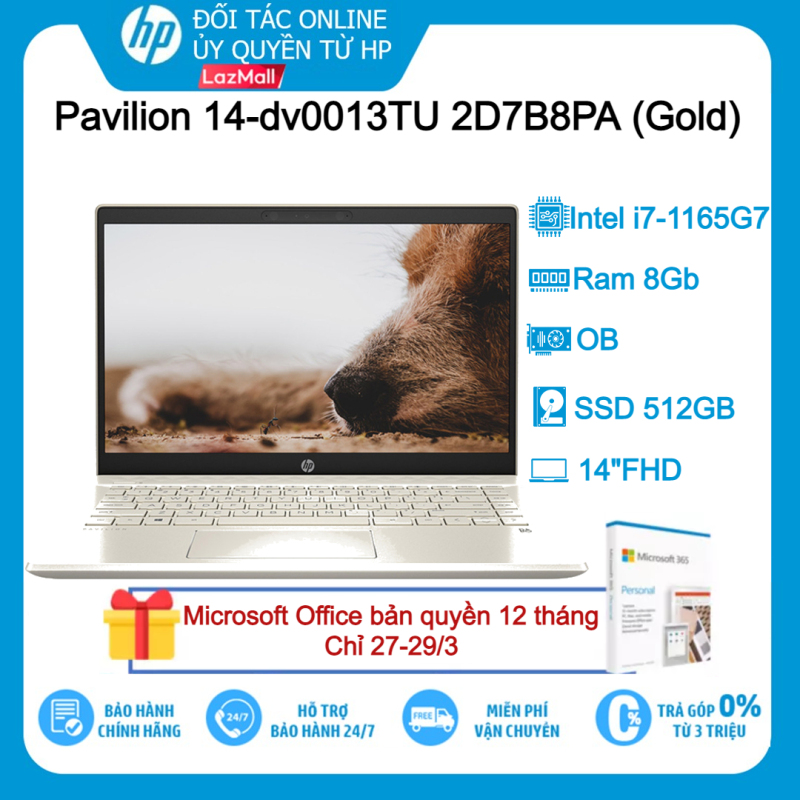 Bảng giá [VOUCHER 10% - TẶNG OFFICE 365 BẢN QUYỀN]Laptop HP Pavilion 14-dv0013TU 2D7B8PA Gold i7-1165G7 8G 512GB 14FHD Win10+Office Phong Vũ