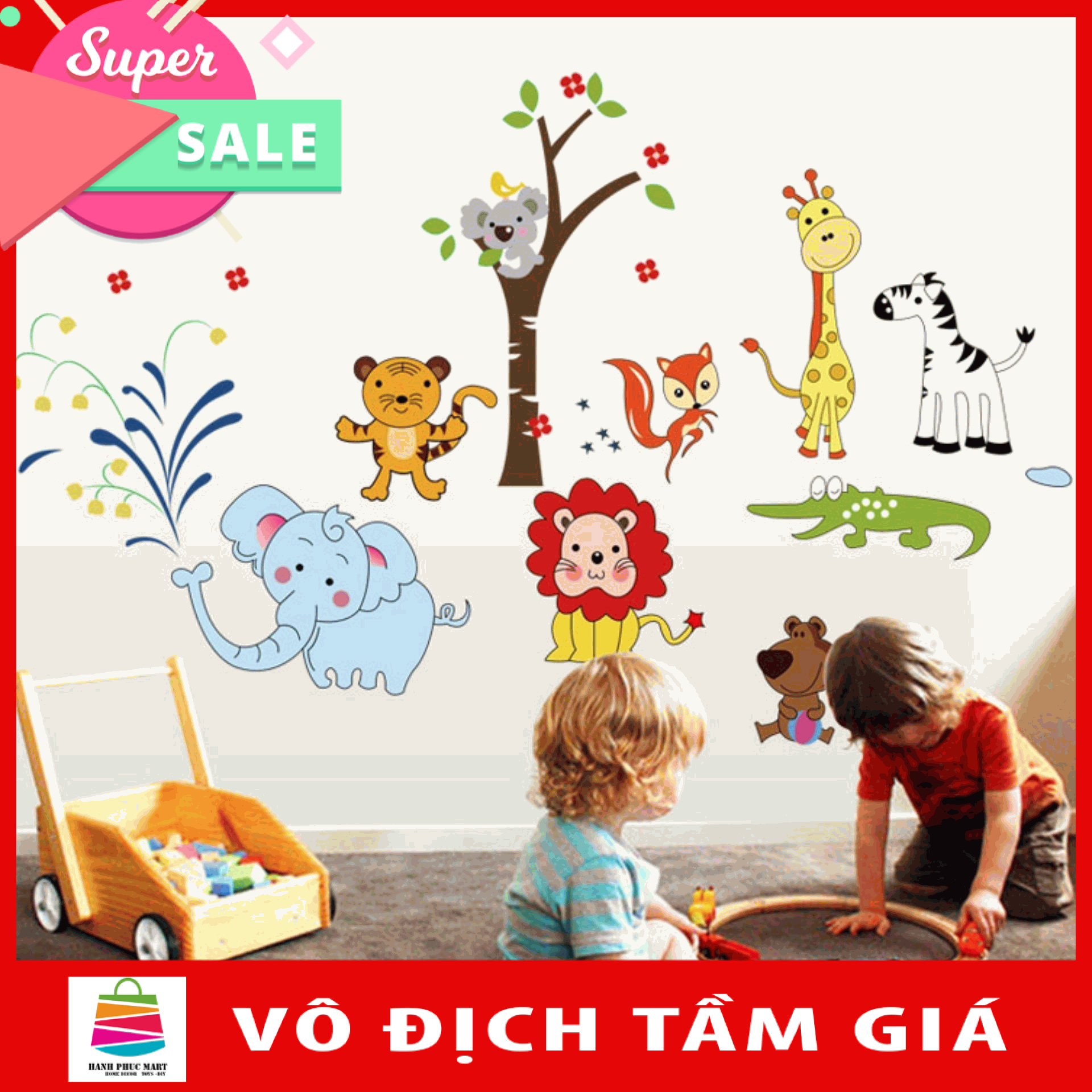 Decal dan tuong dong vat ngo nghinh hpm9221