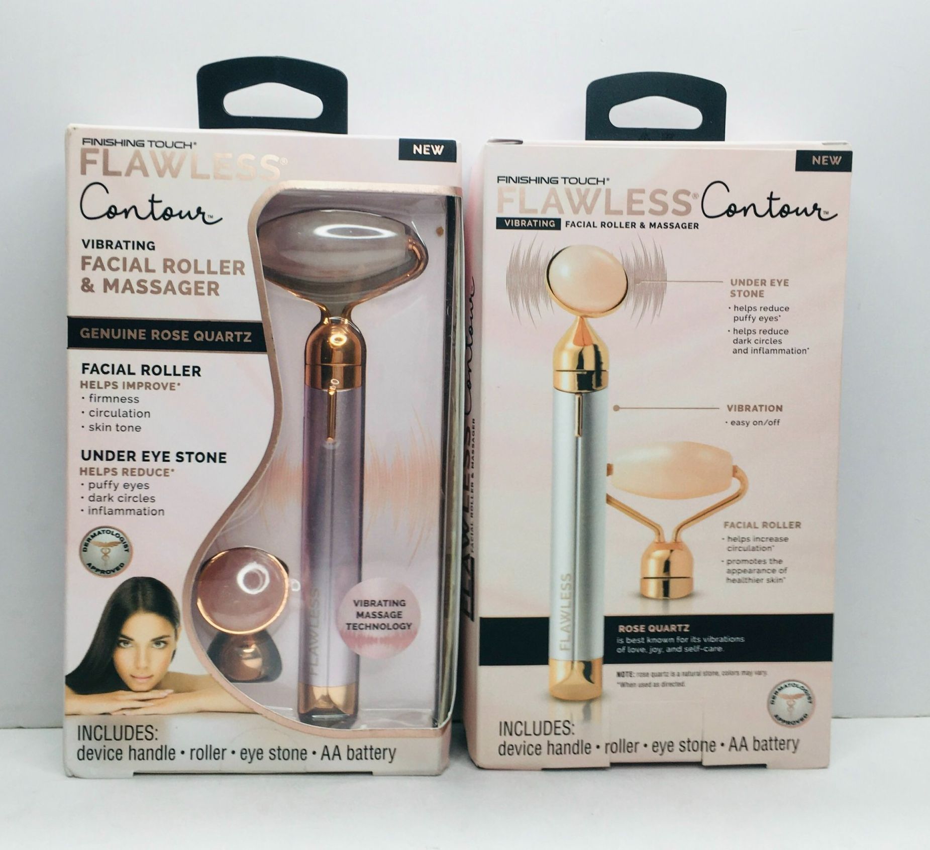 Máy massage mặt mắt đá thiên nhiên Flawless Contour Facial Roller Massager-Hàng Mỹ