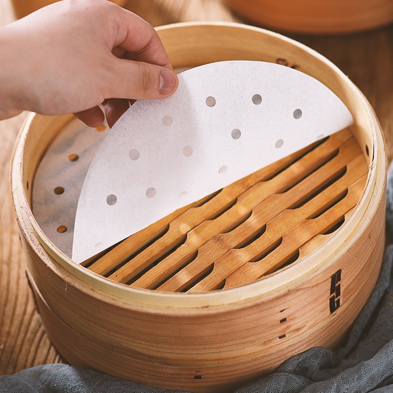 [ HÀNG TỐT - BAO CHẤT LƯỢNG ] SET 100 Tờ Giấy Nến đục Lỗ Dùng Cho Nồi Chiên Không Dầu đường Kính 23cm, Giấy Thấm Dầu Thừa, Giấy Nến Tròn Lót Xửng Hấp Size 23cm
