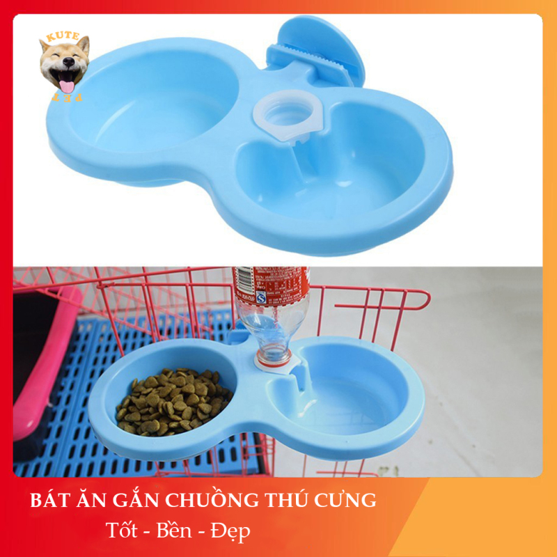 Bát Ăn Đôi Gắn Chuồng Cho Chó Mèo Thú Cưng Các Màu
