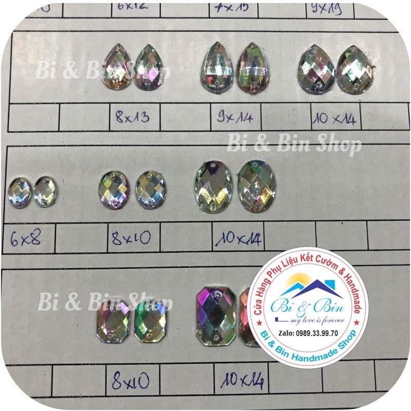 Hạt Đá Kết Oval Trắng Cừ AB Đính Kết Trang Phục