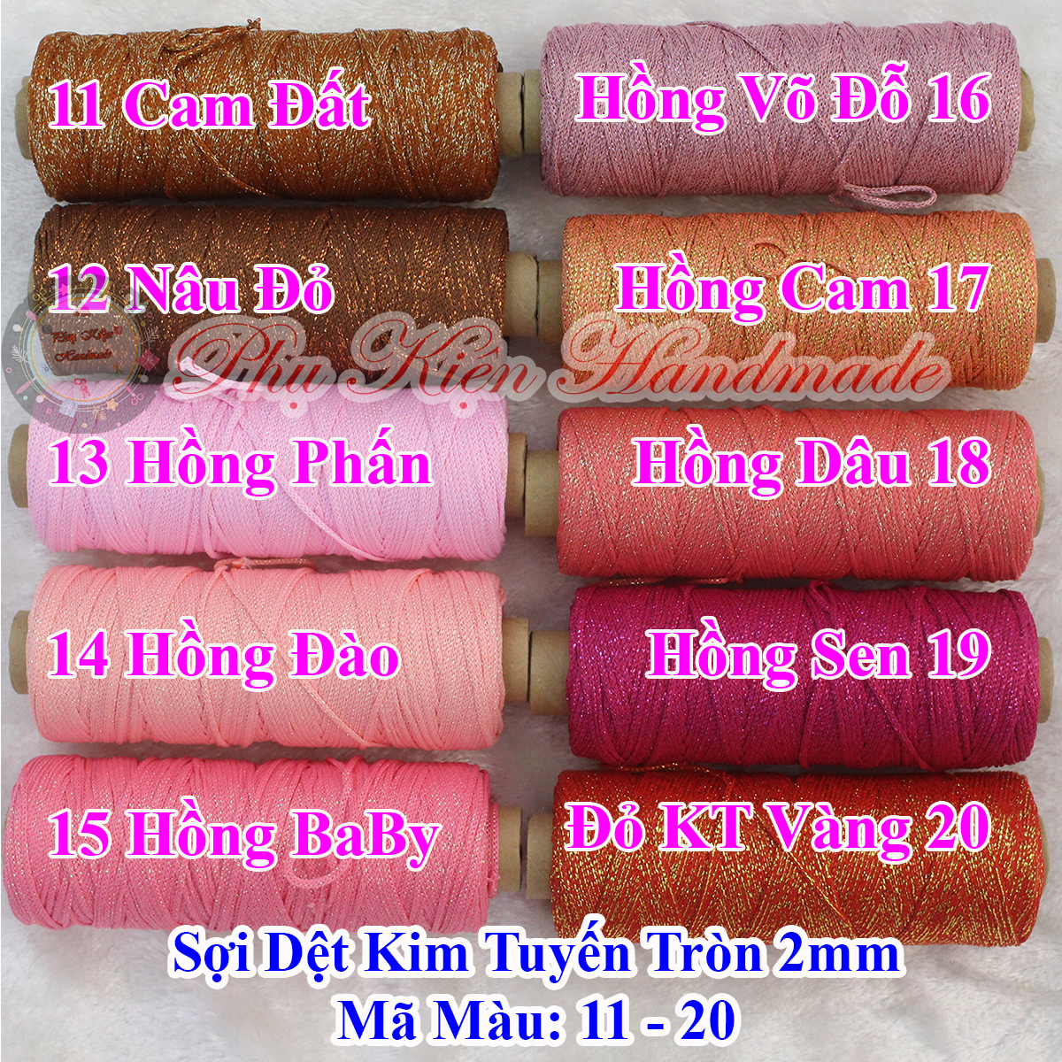 Sợi dệt kim tuyến tròn 2mm (màu 01-49)