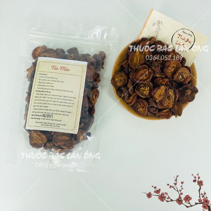 Táo mèo khô 100g, sơn tra thái lát, quả táo mèo rừng thơm, sạch - Lãn Ông