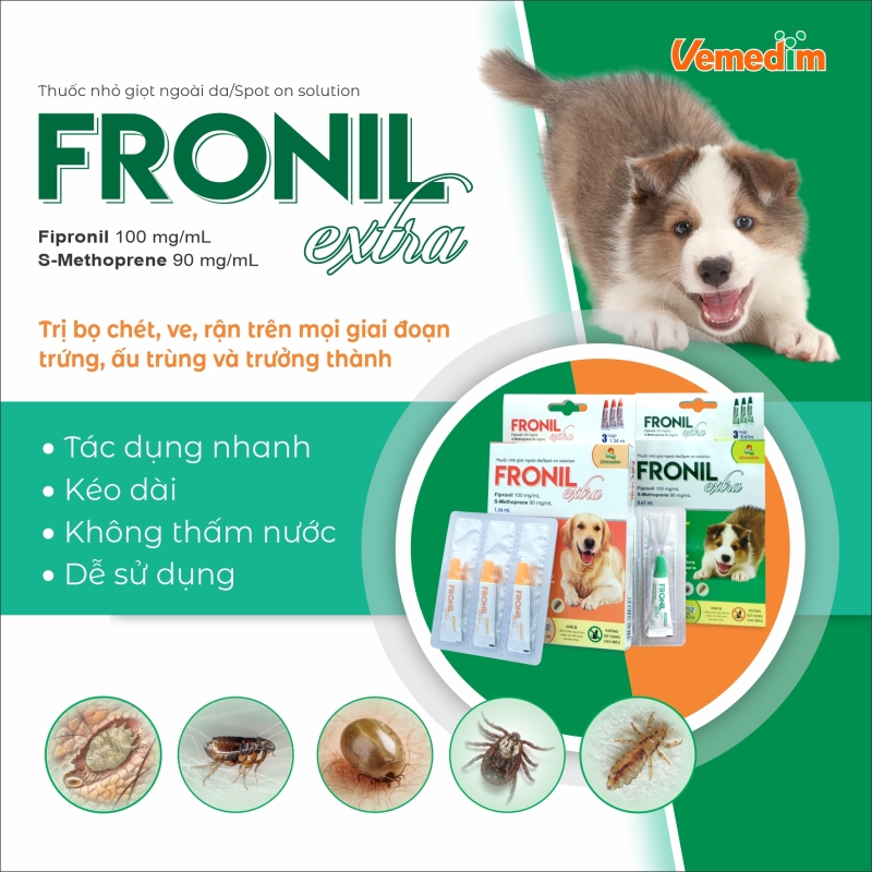 Phòng trị ve, rận cho chó Fronil Extra - Vemedim