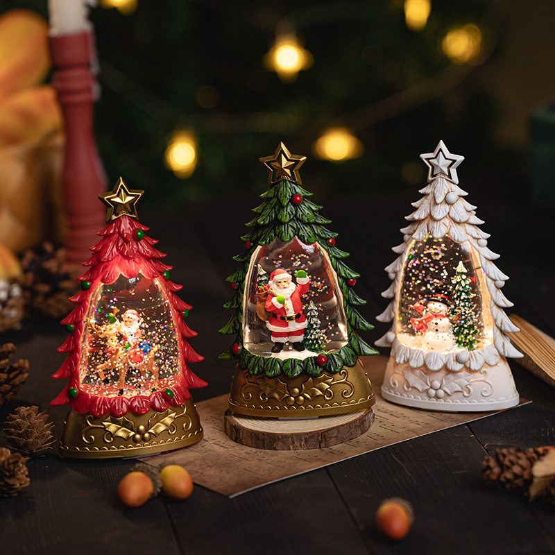 Đèn cây thông đặt bàn, đèn hộp quà trang trí, đồ quà tặng dịp Noel
