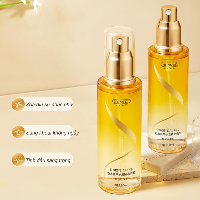 Nước hoa dầu dưỡng tóc tinh dầu phun 80ML, dầu kiểm soát không rửa cải thiện độ ẩm chống ngứa