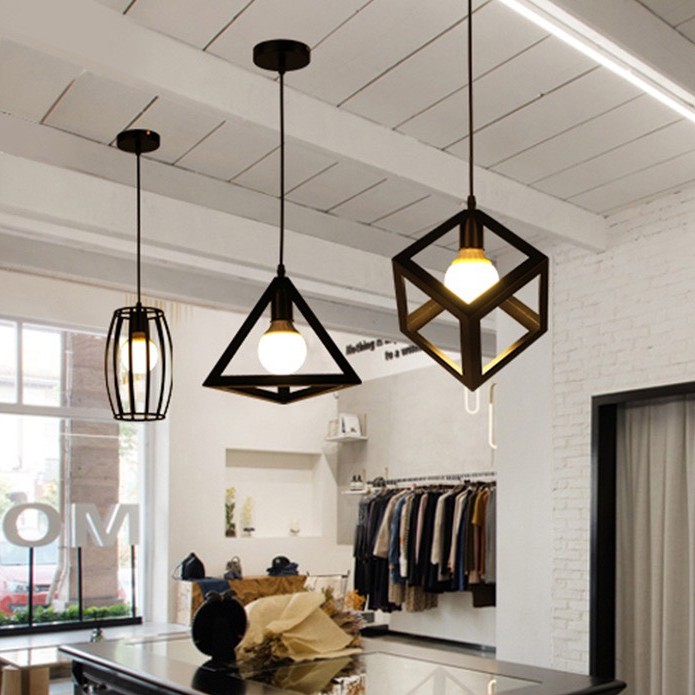 Đèn trang trí thả khối cao cấp (đã kèm bóng LED edison vàng 4w) Combo gồm 3 hình