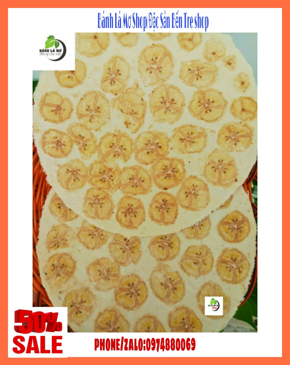 Bánh phồng Sơn Đốc ( bánh phồng chuối) túi 10 bánh