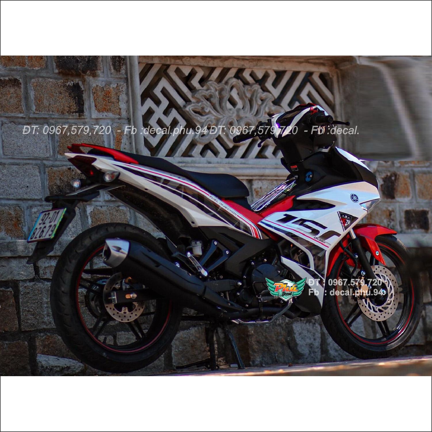 Tem rời xe Exciter 150 Y15zr Trắng đỏ in trong (C)