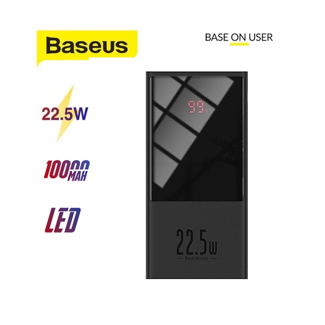 Pin dự phòng 22.5W Baseus Super Mini pin 10000mAh cổng USB và Type-C màn hình Led tương thích mọi thiết bị