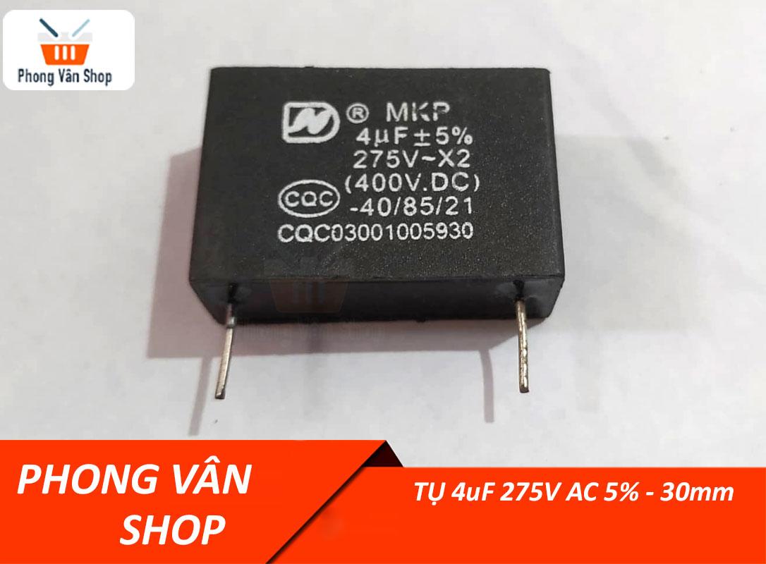Tụ 4uf 275v AC  - chân cắm 30mm