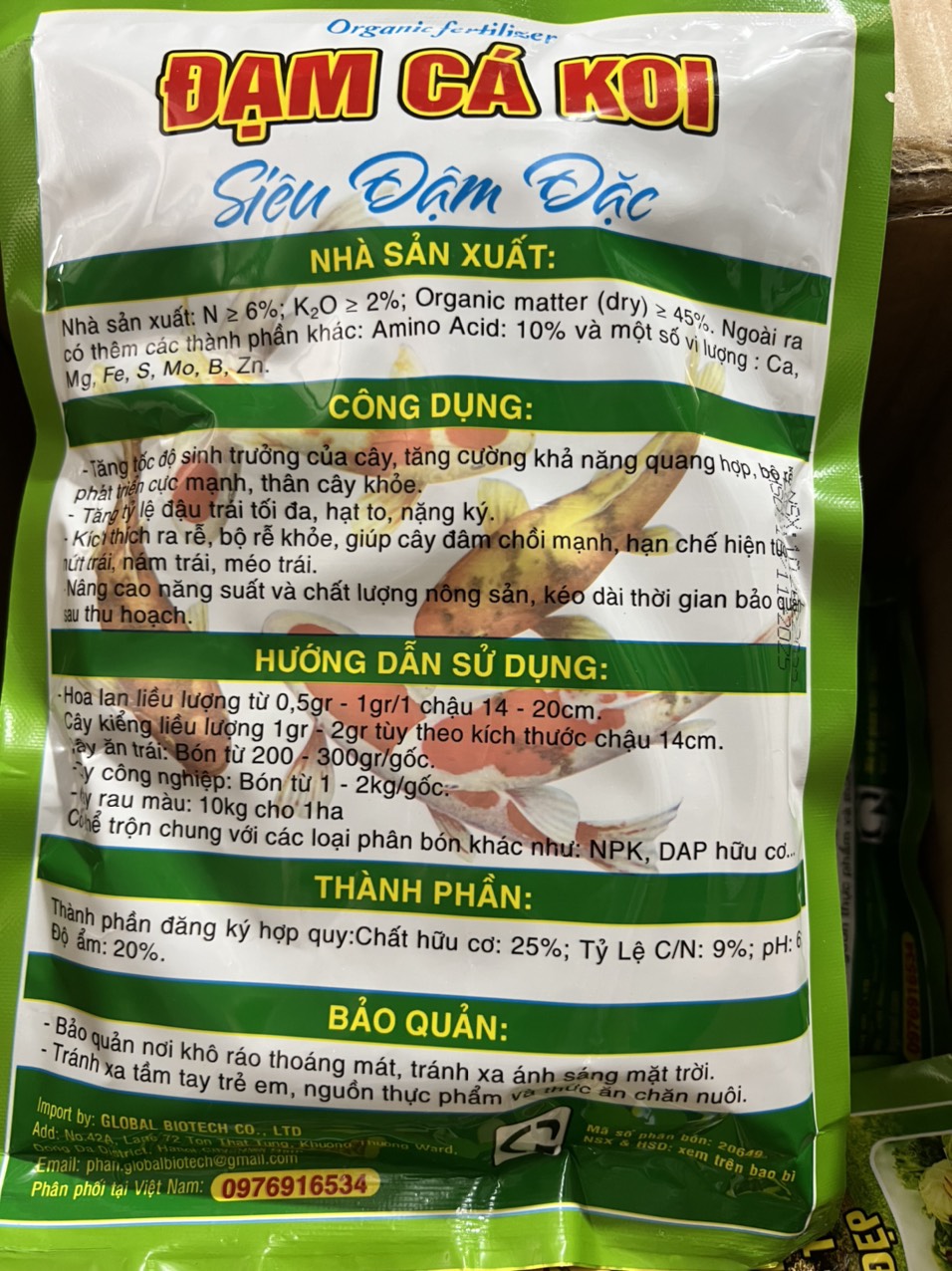Phân bón Organic Đạm Cá Koi siêu đậm đặc (gói 700gr)