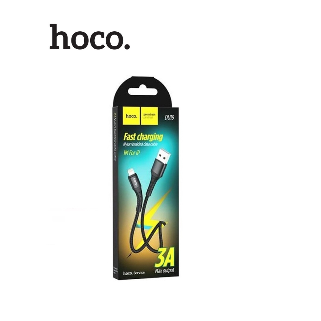 Cáp sạc nhanh 3A Hoco DU19 Lightning dây dù siêu bền dài 1M cho iPhone/iPad