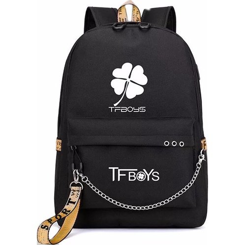 Balo TFboys màu đen thiết kế thông minh nam nữ đựng laptop hộp bút bóp vở viết đi học tiện dụng thiết kế phong cách Hàn Quốc