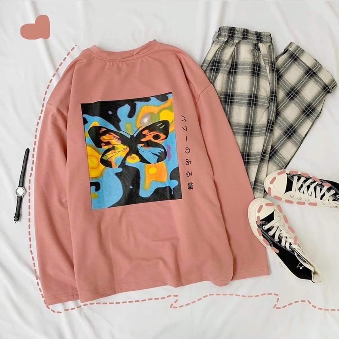 ÁO SWEATER IN CON BƯỚM DỄ THƯƠNG FORM RỘNG