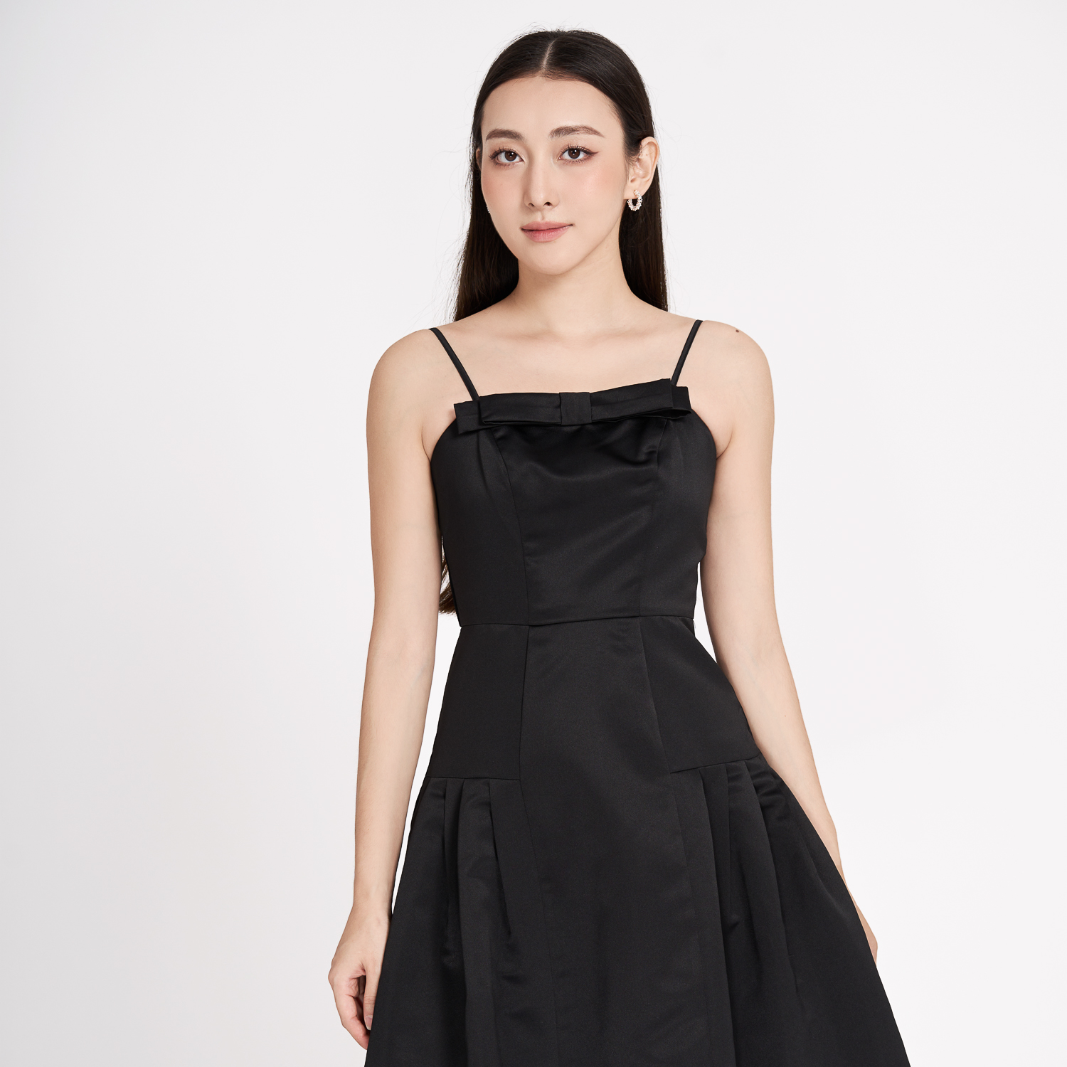 Đầm midi xòe phi tapta phối nơ Maybi