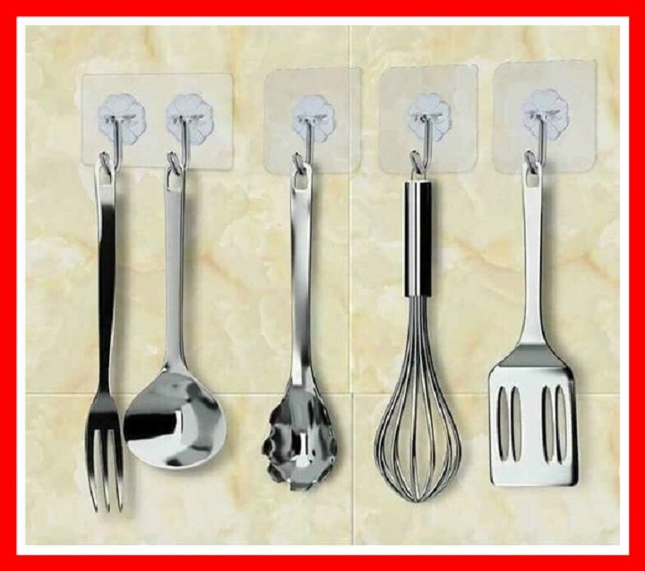 [HCM]Bộ 30 móc dán tường chịu lực trong suốt 6x6cm chịu lực thần thánh siêu dính